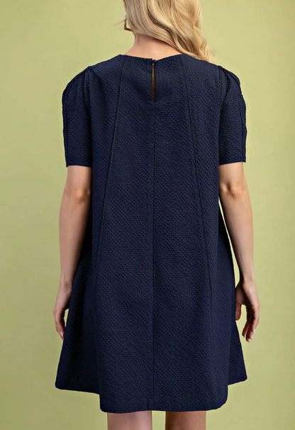 Textured Round Neck Dress-4 colors