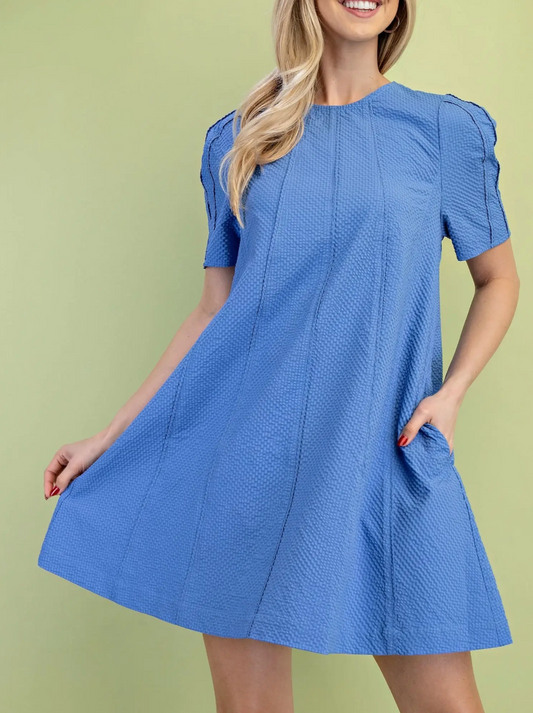 Textured Round Neck Dress 2 colors