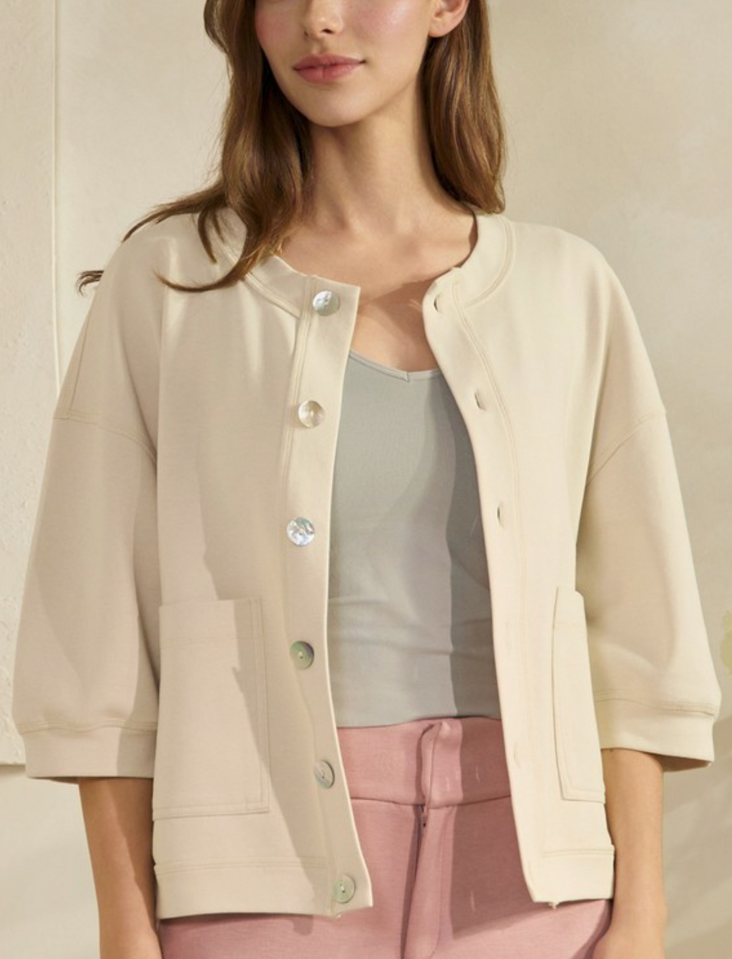 Soft Cotton Modal Front Button Pocket Cardigan
