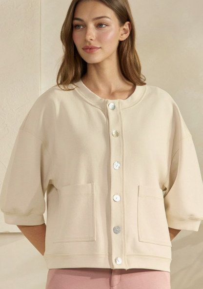 Soft Cotton Modal Front Button Pocket Cardigan