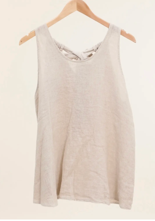 Italian Linen-Cotton Tie-Back Tank/ 5 colors