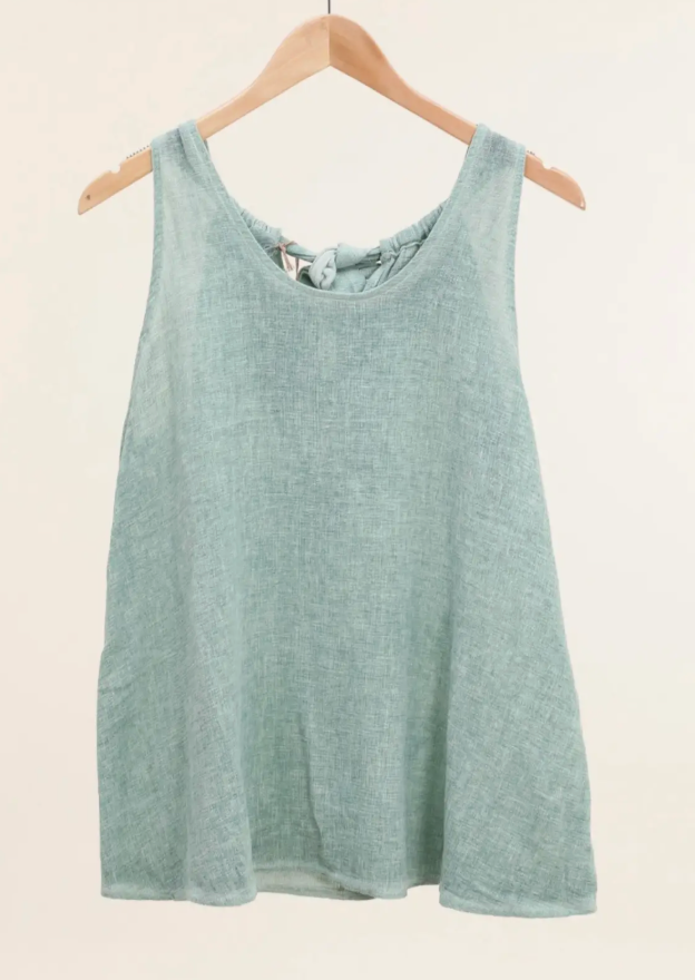 Italian Linen-Cotton Tie-Back Tank/ 5 colors