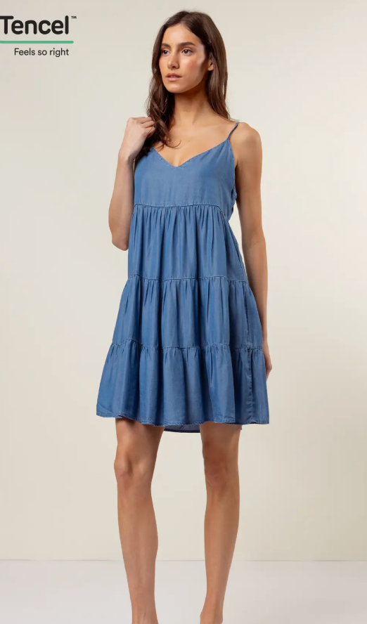 Tencel Tiered Babydoll Dress
