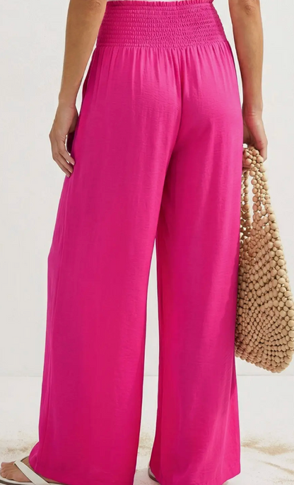 Smocked Waist Wide Leg Pant - 4 colors