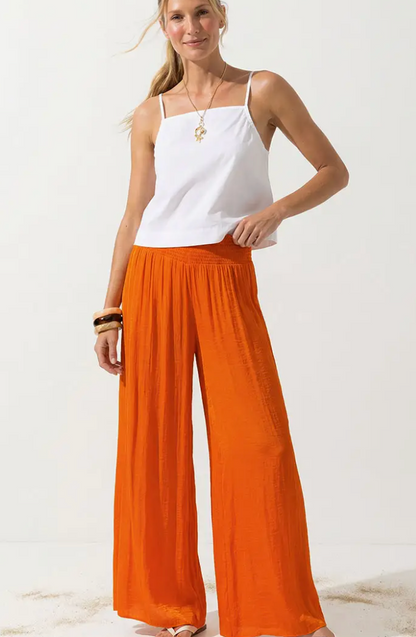 Smocked Waist Wide Leg Pant - 4 colors