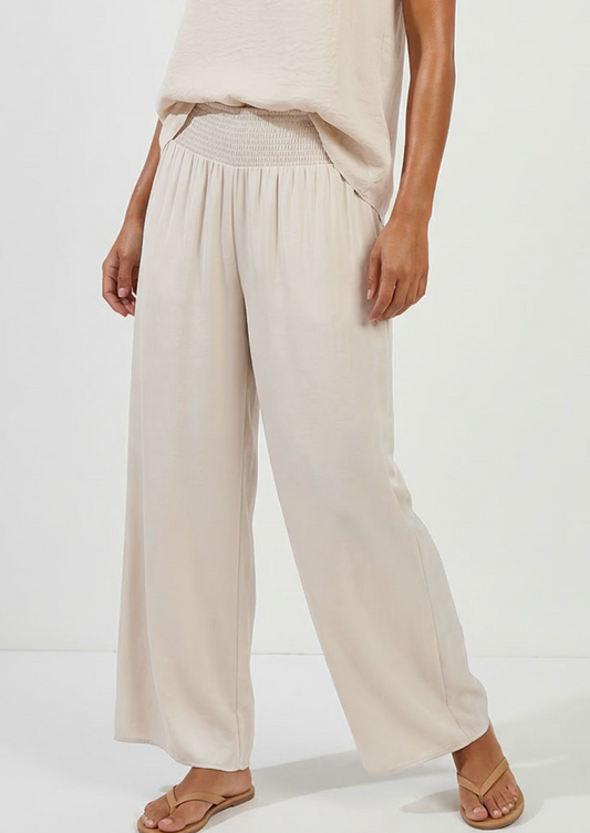 Smocked Waist Wide Leg Pant - 4 colors