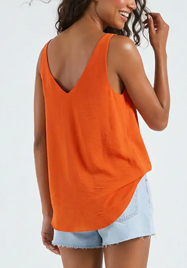 Silky 3d Twisted Flower Detail Tank Top / 4 colors