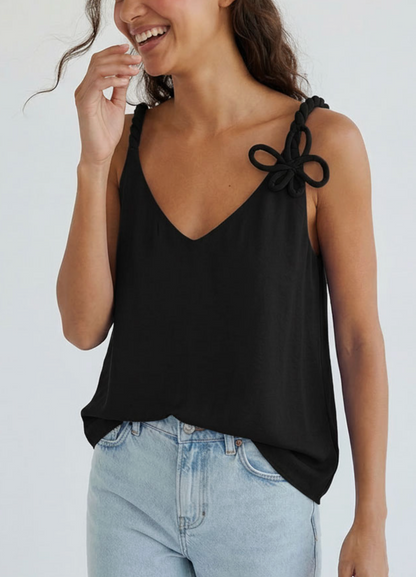 Silky 3d Twisted Flower Detail Tank Top / 4 colors