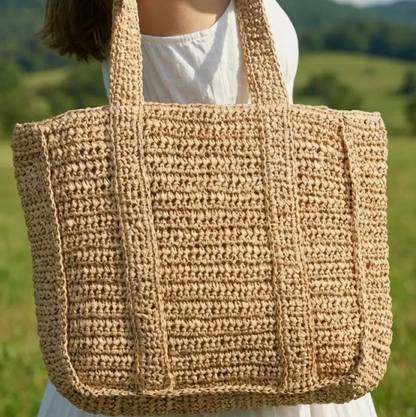 Straw Braided Pattern Tote Bag