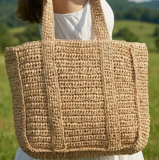 Straw Braided Pattern Tote Bag