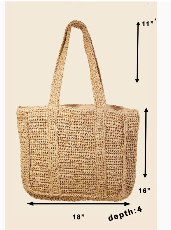 Straw Braided Pattern Tote Bag