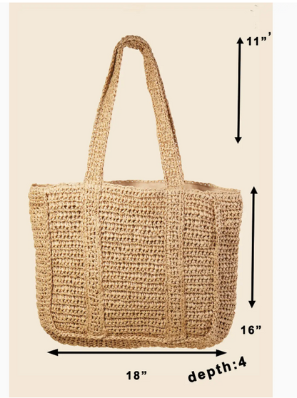 Straw Braided Pattern Tote Bag