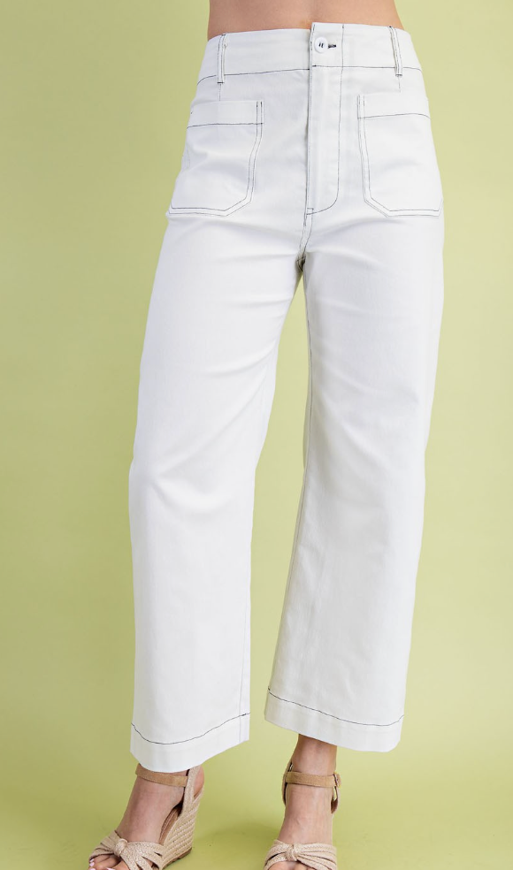Cropped Wide Leg pants with stitching