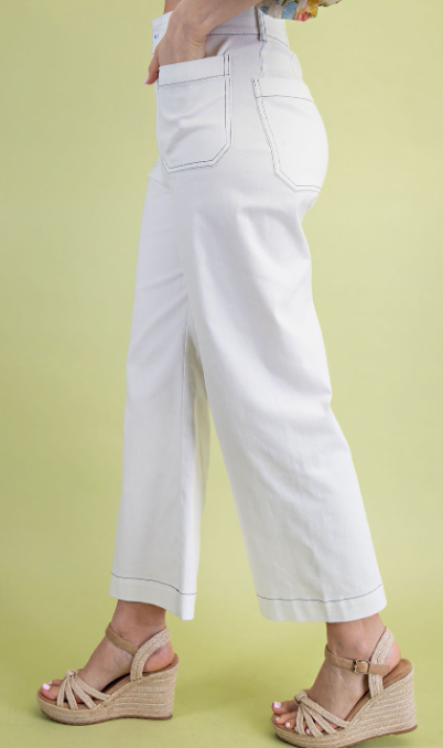 Cropped Wide Leg pants with stitching