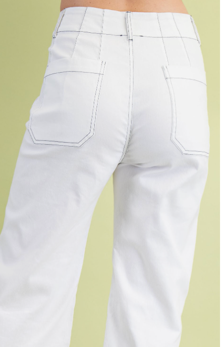 Cropped Wide Leg pants with stitching