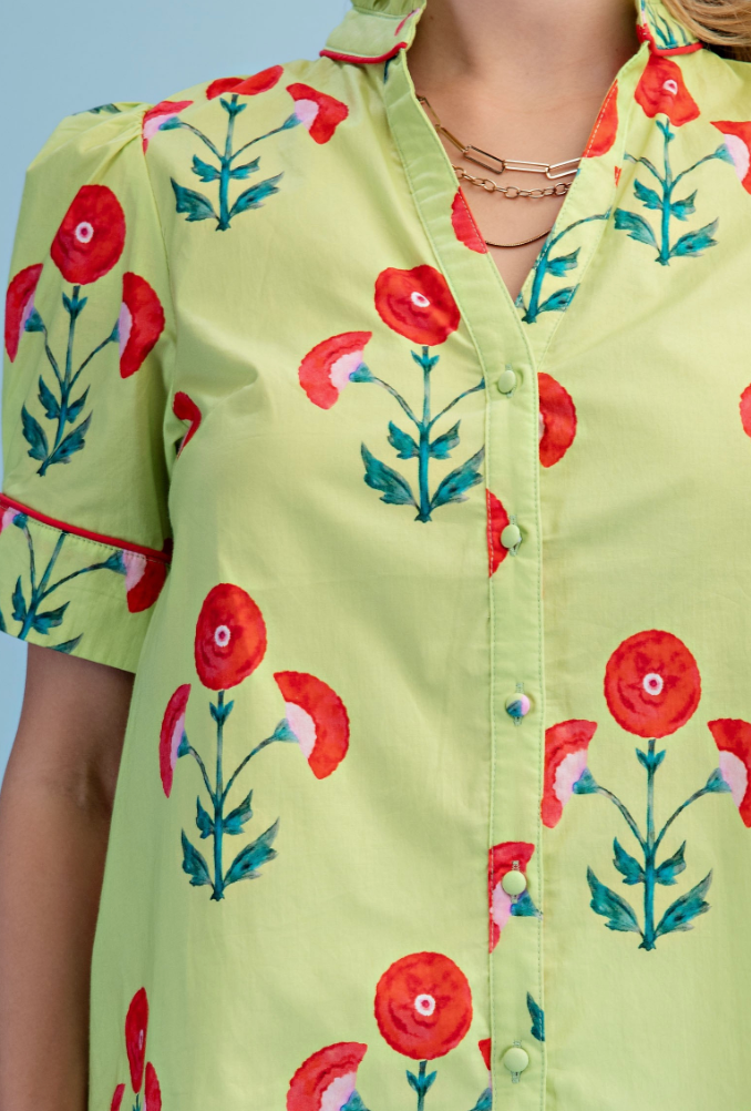 Garden Bloom Button-Front Blouse