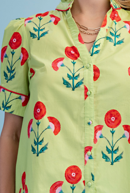 Garden Bloom Button-Front Blouse