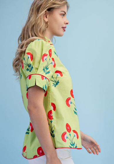 Garden Bloom Button-Front Blouse