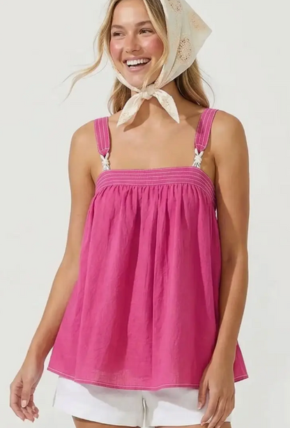 Contrast Rope Detail Sleeveless Tank Top / 2 colors