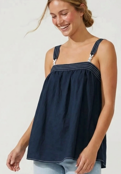 Contrast Rope Detail Sleeveless Tank Top / 2 colors