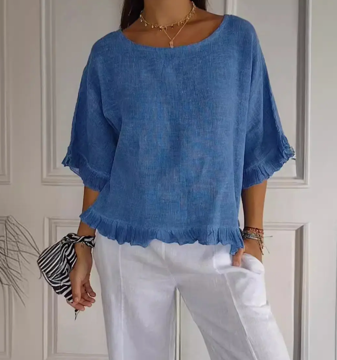 Color Me Linen Ruffle Top / 2 colors