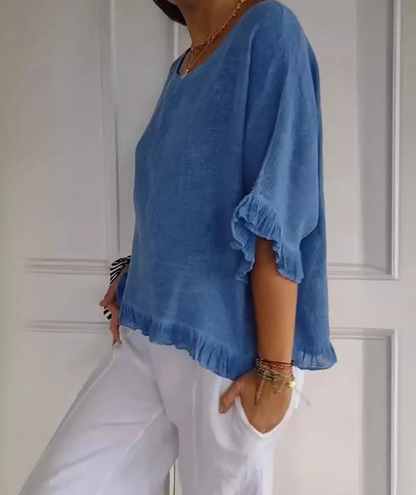Color Me Linen Ruffle Top / 2 colors