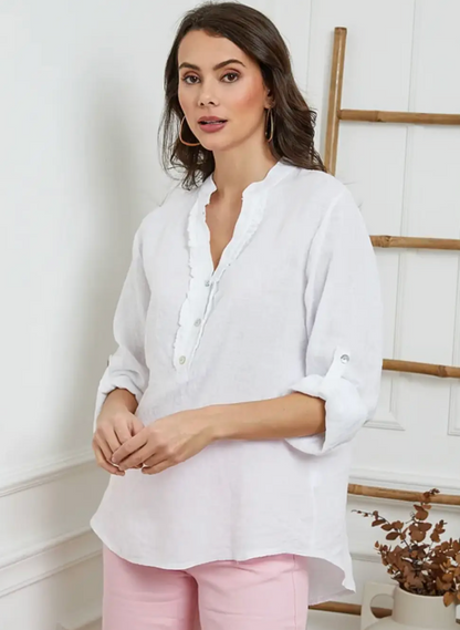 Italian Linen Henley Blouse