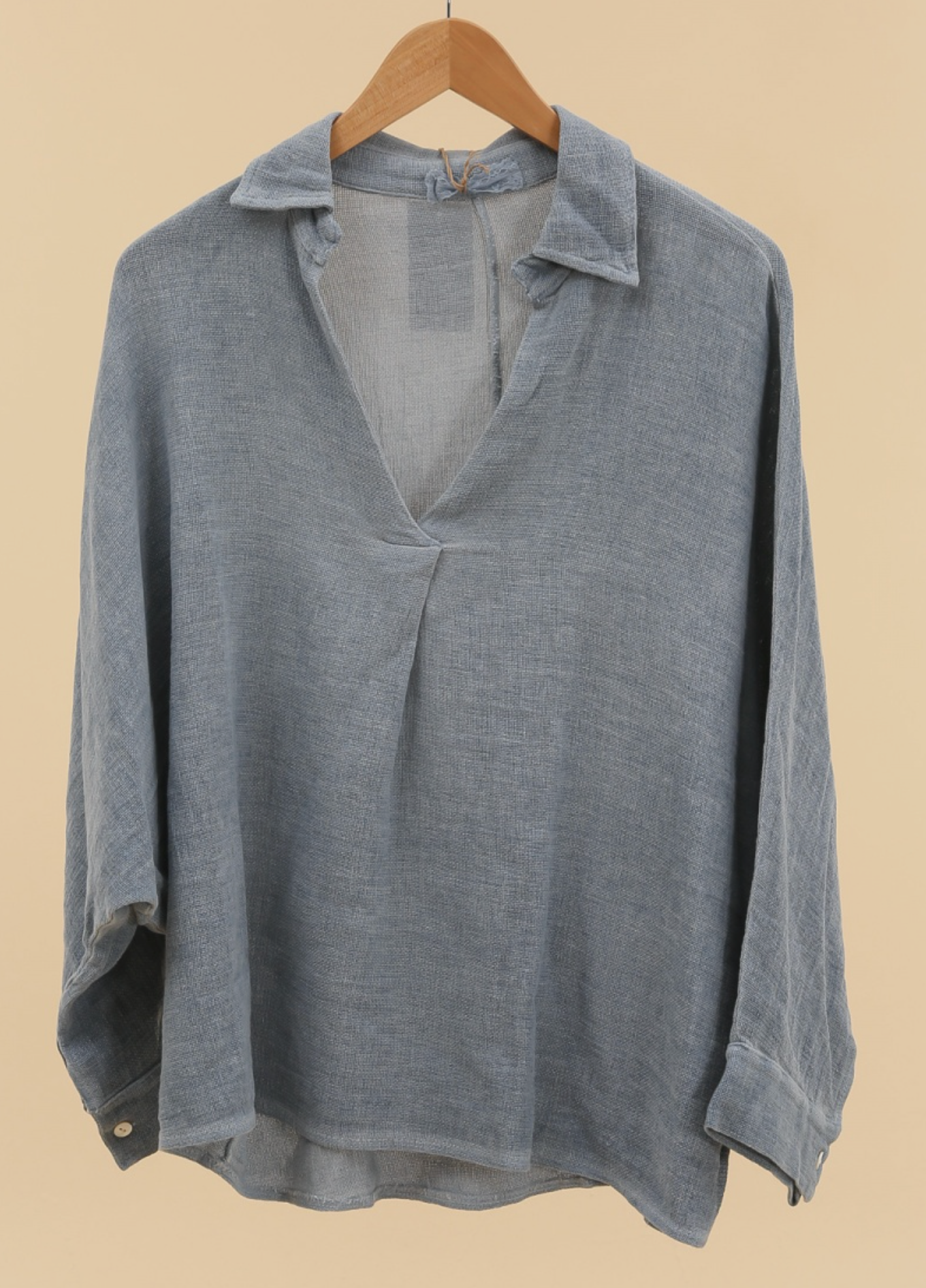 V Neck Relaxed Fit Linen Blouse