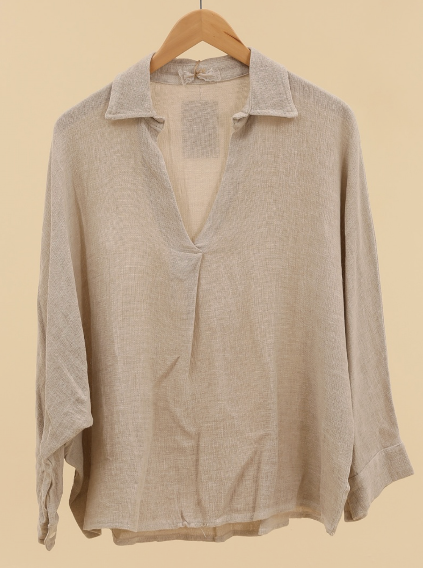 V Neck Relaxed Fit Linen Blouse