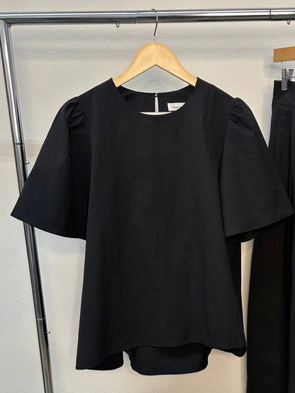 Black Poplin Two Piece Pant Set