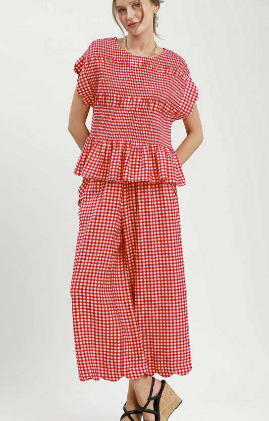 Gingham Scallop Hem Crop Pants / 2 colors  - PREORDER arrives 8/10