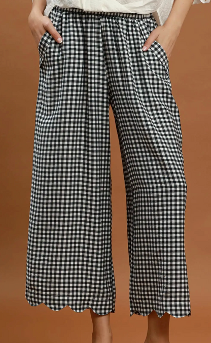 Gingham Scallop Hem Crop Pants / 2 colors  - PREORDER arrives 8/10