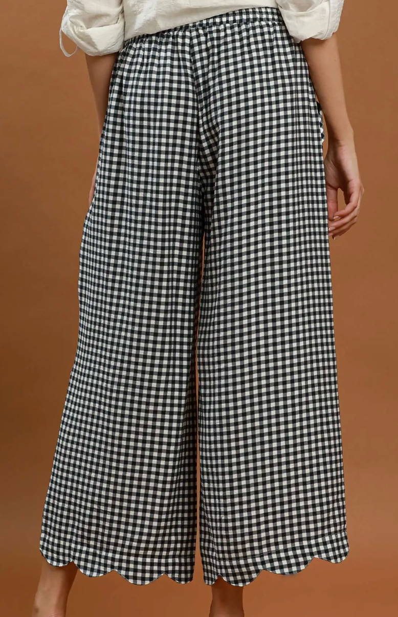 Gingham Scallop Hem Crop Pants / 2 colors  - PREORDER arrives 8/10