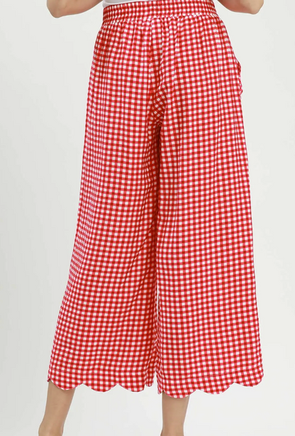 Gingham Scallop Hem Crop Pants / 2 colors  - PREORDER arrives 8/10