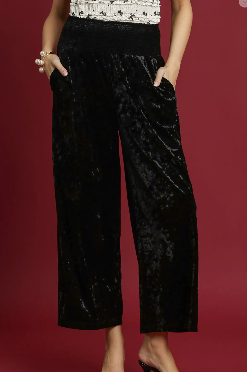 Crushed Velvet Wide Leg Pants / 2 colors