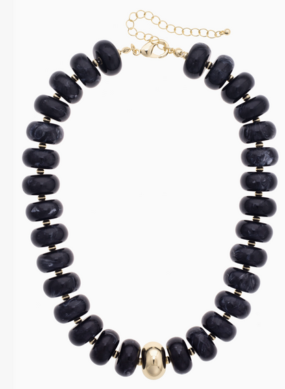 Flat Bead Resin Statement Necklace / 2 colors
