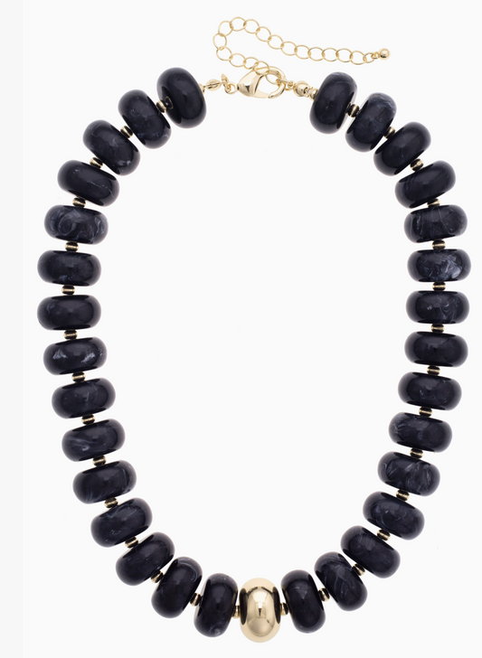 Flat Bead Resin Statement Necklace / 2 colors