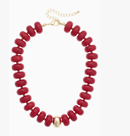 Flat Bead Resin Statement Necklace / 2 colors