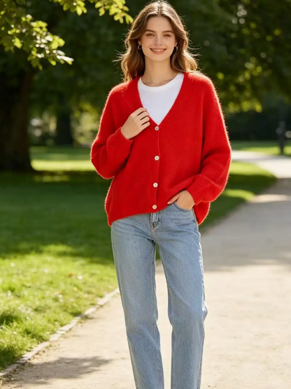 Made in Italy Alpaca V-Neck Cardigan / 3 colors