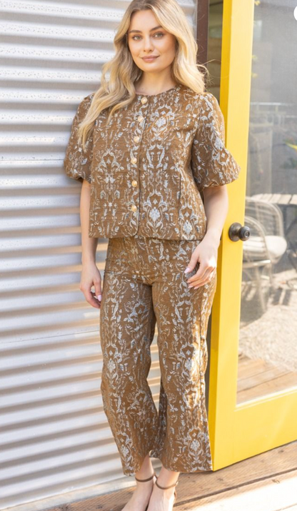 Voy Floral Jacquard Pant Set