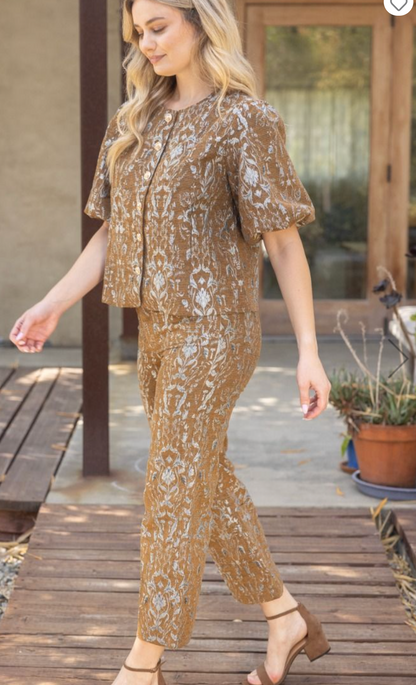 Voy Floral Jacquard Pant Set