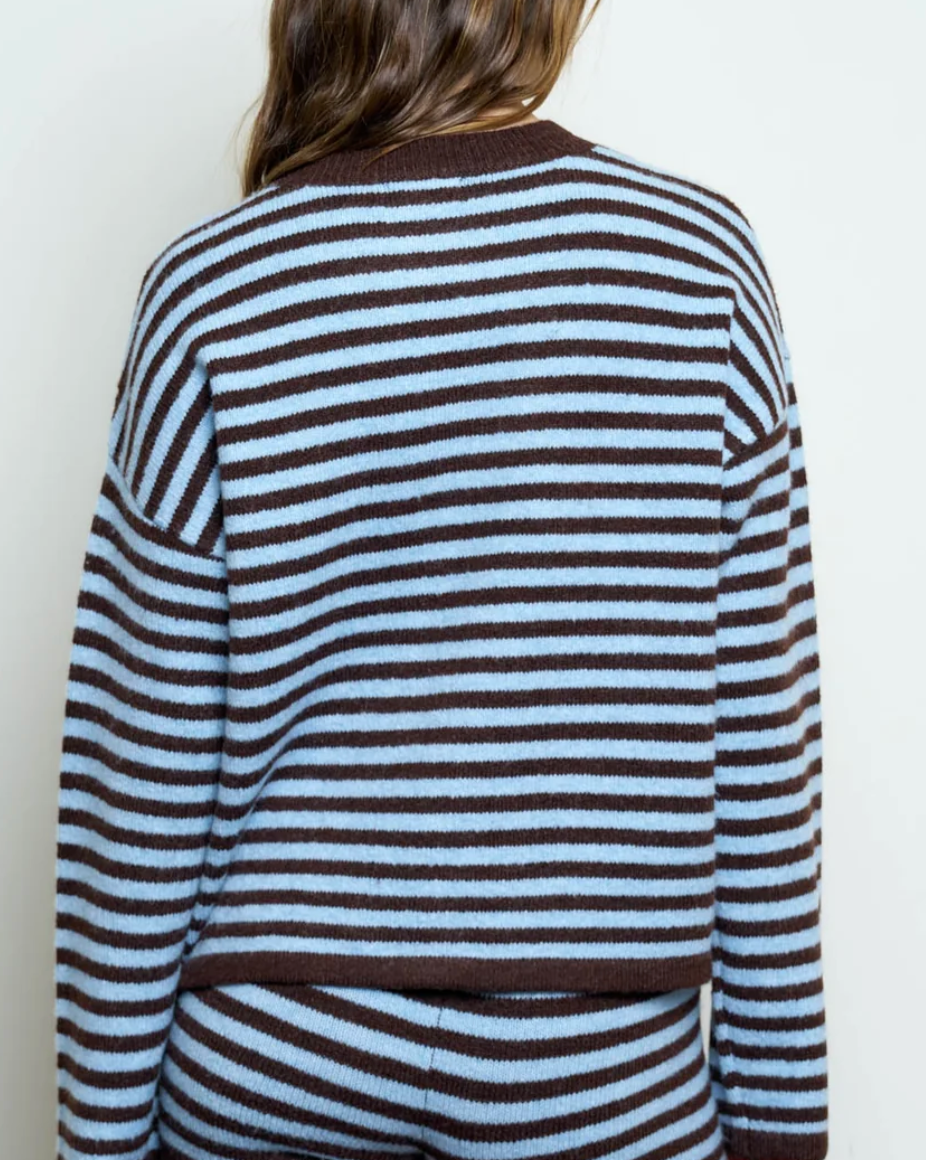 Striped Contrast Button Down Cardigan / 2 colors