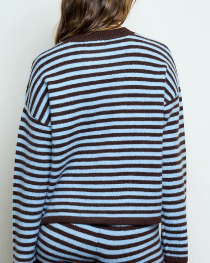 Striped Contrast Button Down Cardigan / 2 colors