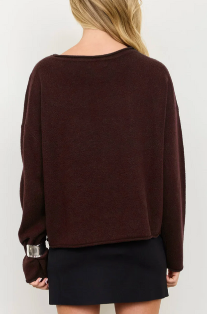 Center Seam Rolled Neck Pullover Sweater / 3 colors