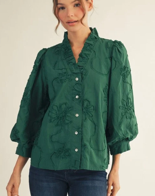 Jodifl Ruffled embroidery top