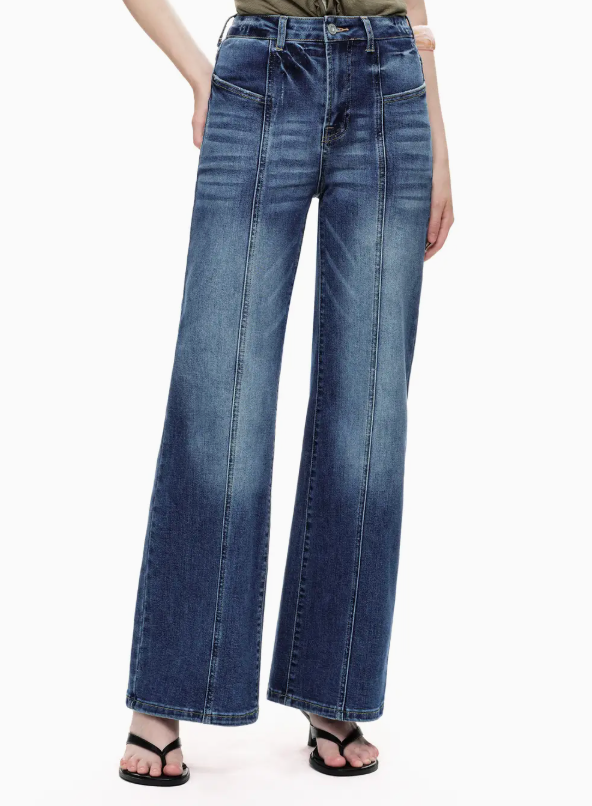 Front Seam High Rise Wide Leg Jeans