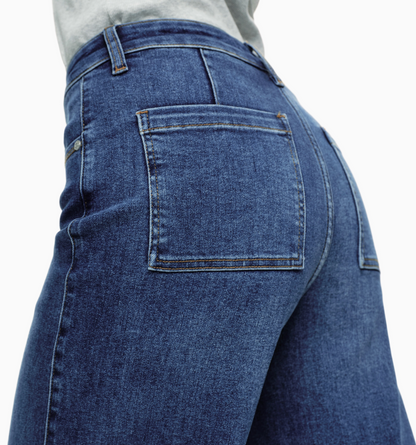 High Rise Front Seams Wide Leg Denim Jeans