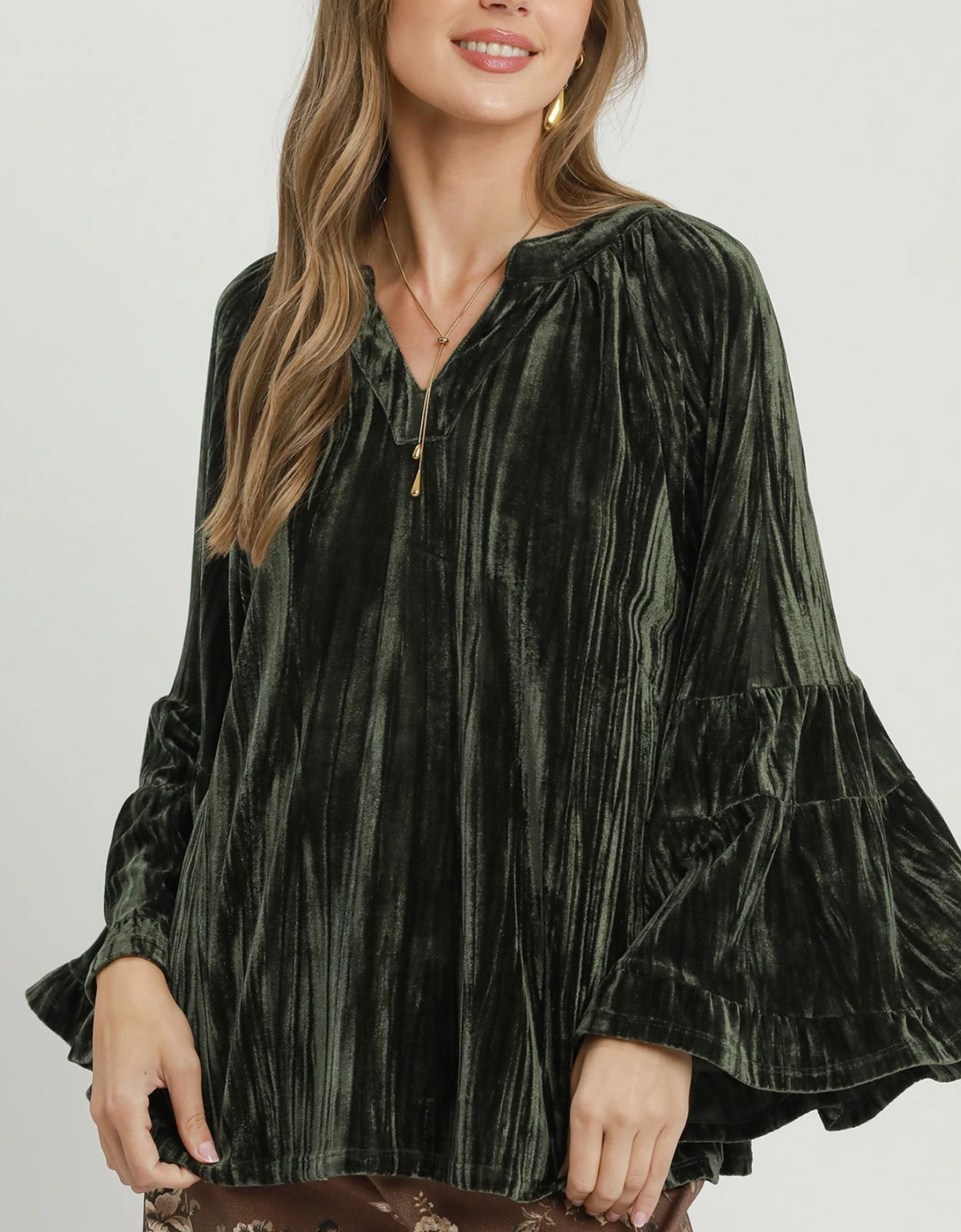 Umgee Velvet Bell Sleeve Top / 2 colors