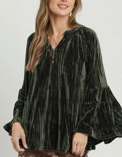 Umgee Velvet Bell Sleeve Top / 2 colors