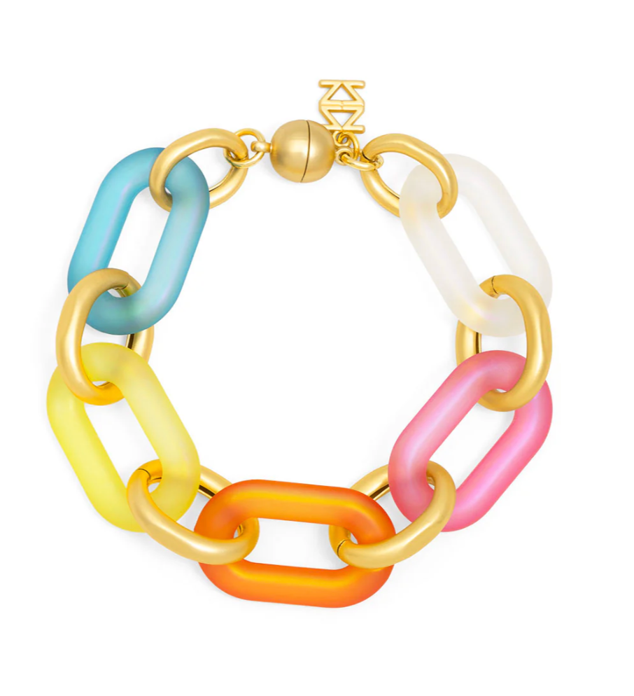 Multi-Color Resin Magnetic Oval Links Bracelet